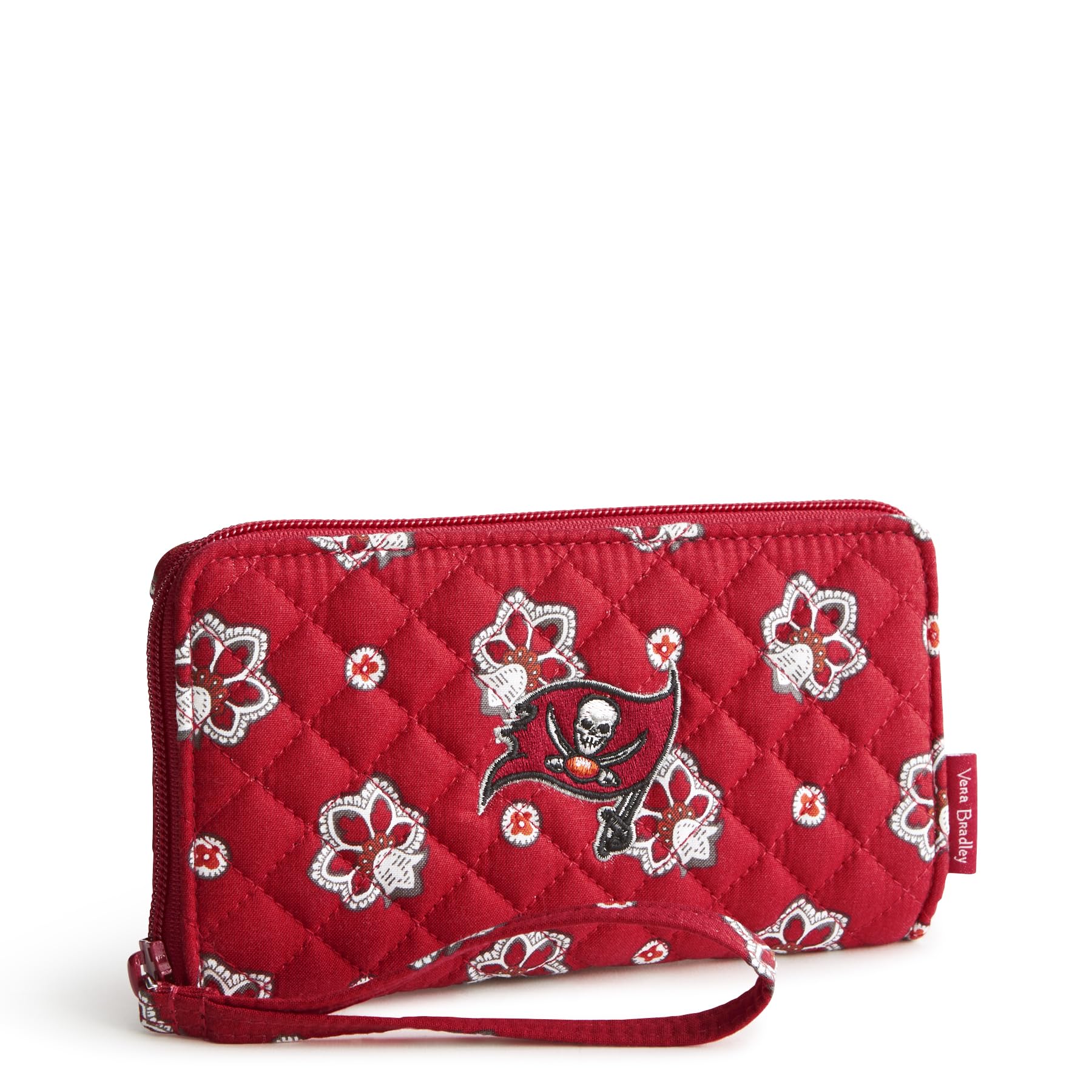 Vera Bradley Women's Cotton Nfl Front Zip Wristlet (Multiple Teams Available), Tampabaybuccaneersondarkred/Blackbandana, One Size Image