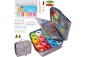 COLORED BIRD 16 Colors Crochet Thread Craft Yarn for Knitting and Crochet | Includes Crochet Hooks, Weaving Needles, Locking Stitch Markers All Tool Need Perfect Beginner Kit