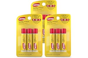 Carmex Classic Medicated Lip Balm Sticks, Lip Moisturizer for Chapped Lips, 9 Count (3 Packs of 3)