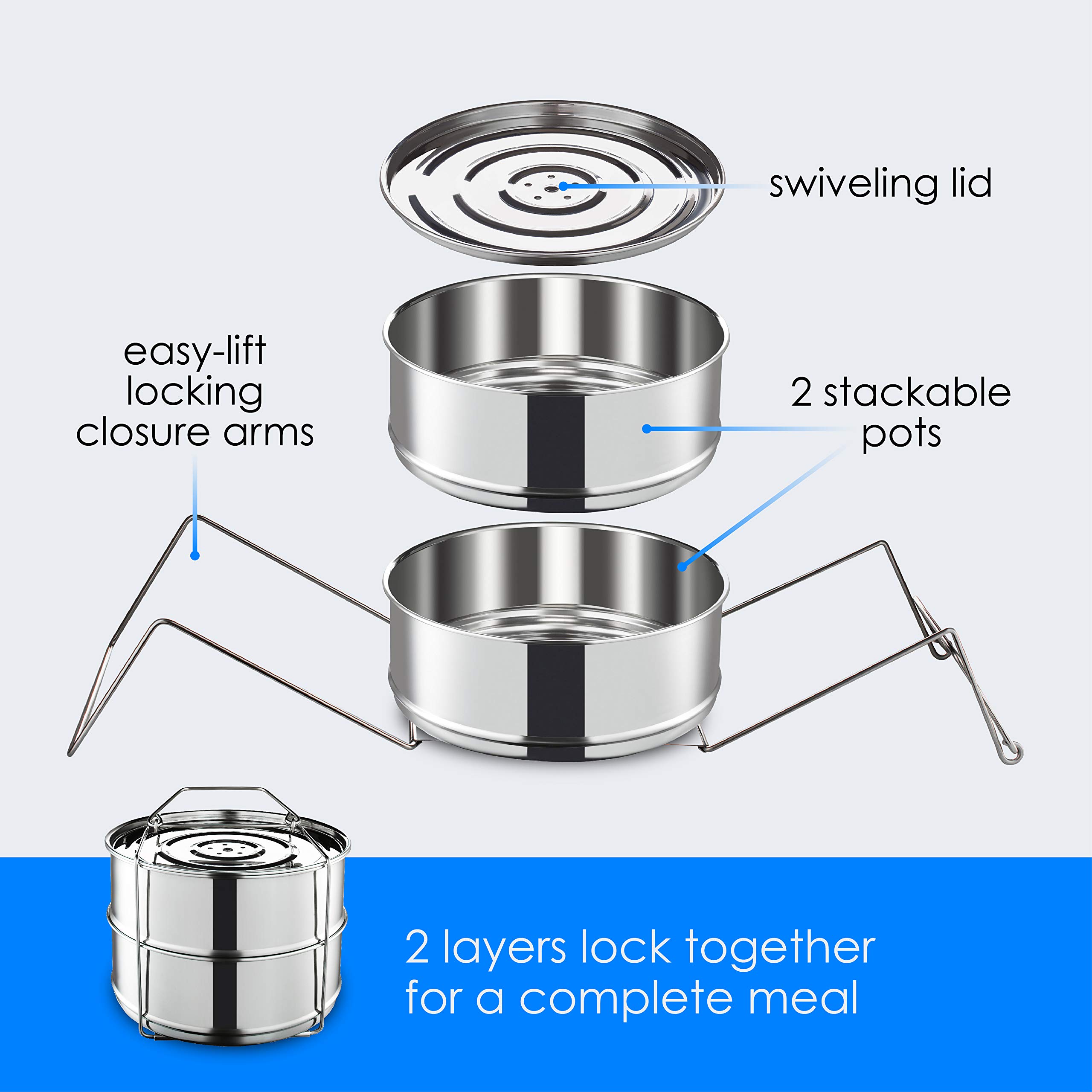 Tidilys High Pressure Cooker Steamer Basket with Lid Stackable