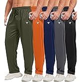 lomsoe 5 Pack Mens Sweatpants Open Bottom Joggers for Men with Zip Pockets Loose Fit Mesh Athletic Pants for Running,Casual