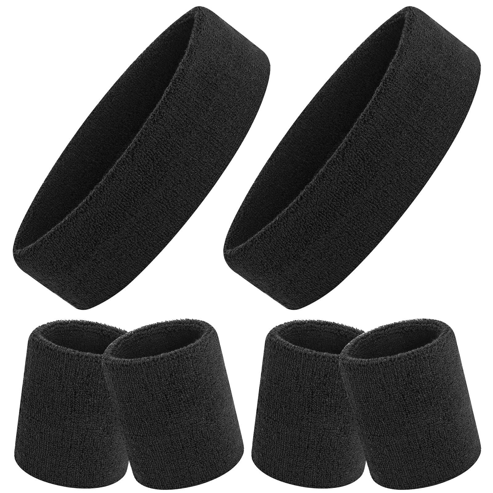 ONUPGO 6 Pieces Sweatbands Set - Including 2pcs Sports Headband and 4pcs Wristband Sports Band for Gym Workout & Yoga, Football Baseball Basketball Soccer Boxing & Tennis