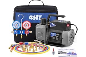 Orion Motor Tech AC Vacuum Pump and Gauge Set, 3.5 cfm Sparkless Ignition Proof Vacuum Pump, Auto AC 3 Way Manifold Gauge Kit