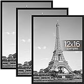upsimples 12x16 Poster Frame, Easy Slide-In Assembly, Black, 3 Pack | Gallery Wall 12 x 16 Picture Frames Set for Family, Wedding, Christmas, Easy to Change Photos