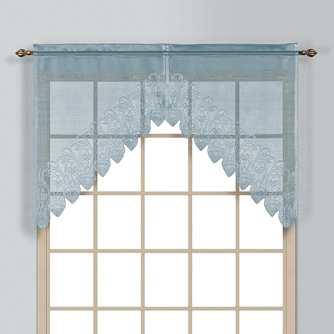 United Curtain Valerie Lace Sheer Swags, 52 by 38Inch, Blue, Set of 2 Home & Kitchen