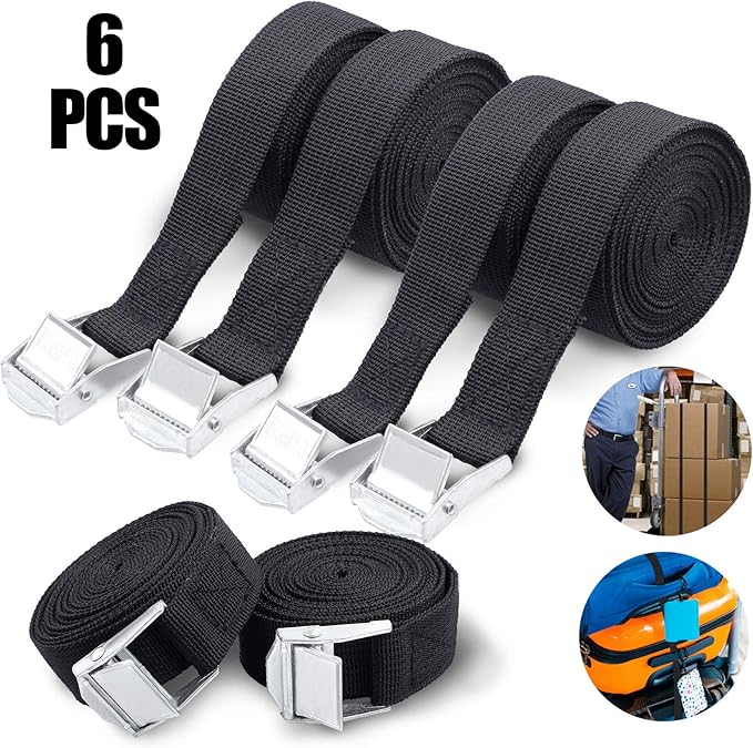 SOOKIN Tie Down Straps 6PCS Lashing Straps Tensioning Belts Ratchet