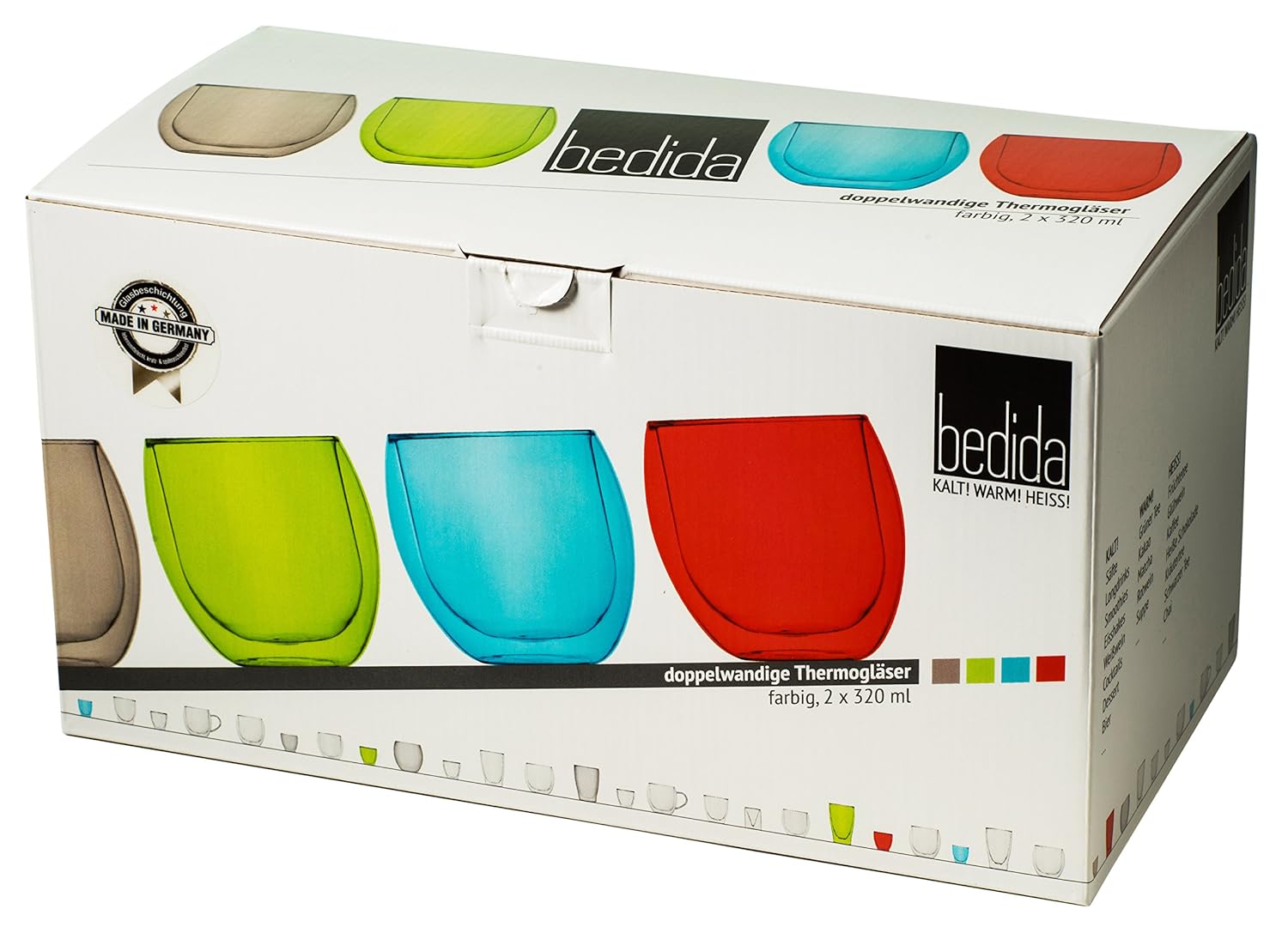 Juego de 2 rojos vasos de doble pared con efecto térmico ...