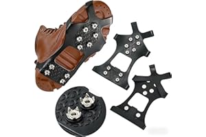Pair of 10-Point Manganese Steel Ice Cleats | Anti-Slip Crampons for Shoes | Traction for Hiking, Mountaineering & Winter Wal