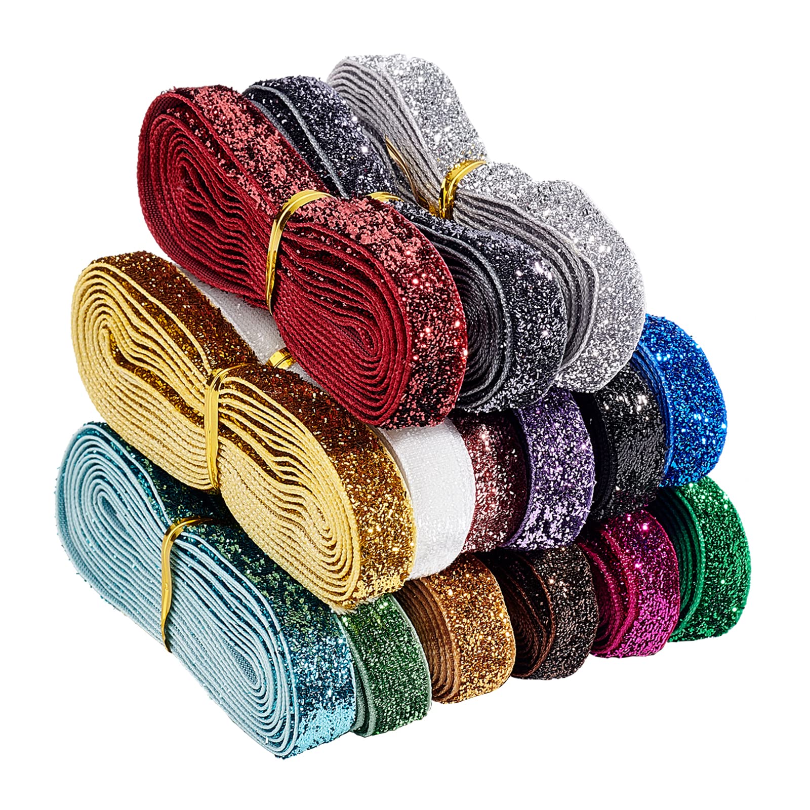 BENECREAT 27.45m Glitter Polyester Satin Ribbons, 15 Colors Velvet Ribbon for Gift Wrapping, Sewing, Wedding Decoration