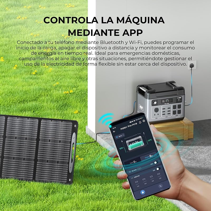 OUKITEL P2001PRO Estación de Energía Portátil 3200W(Máxima 6400W) con Panel Solar 2 × 200W, Generador Solar con Batería LiFePO4 2048Wh, con Funda Protectora, Carga Rápida del 100% en 1 Hora