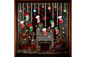 ONDY Merry Christmas Garter Window Glass Decoration Stickers 2026 New Holiday Removable Dress Up DIY Static Window Clings Decals for Living Room Bedroom Shop Windows