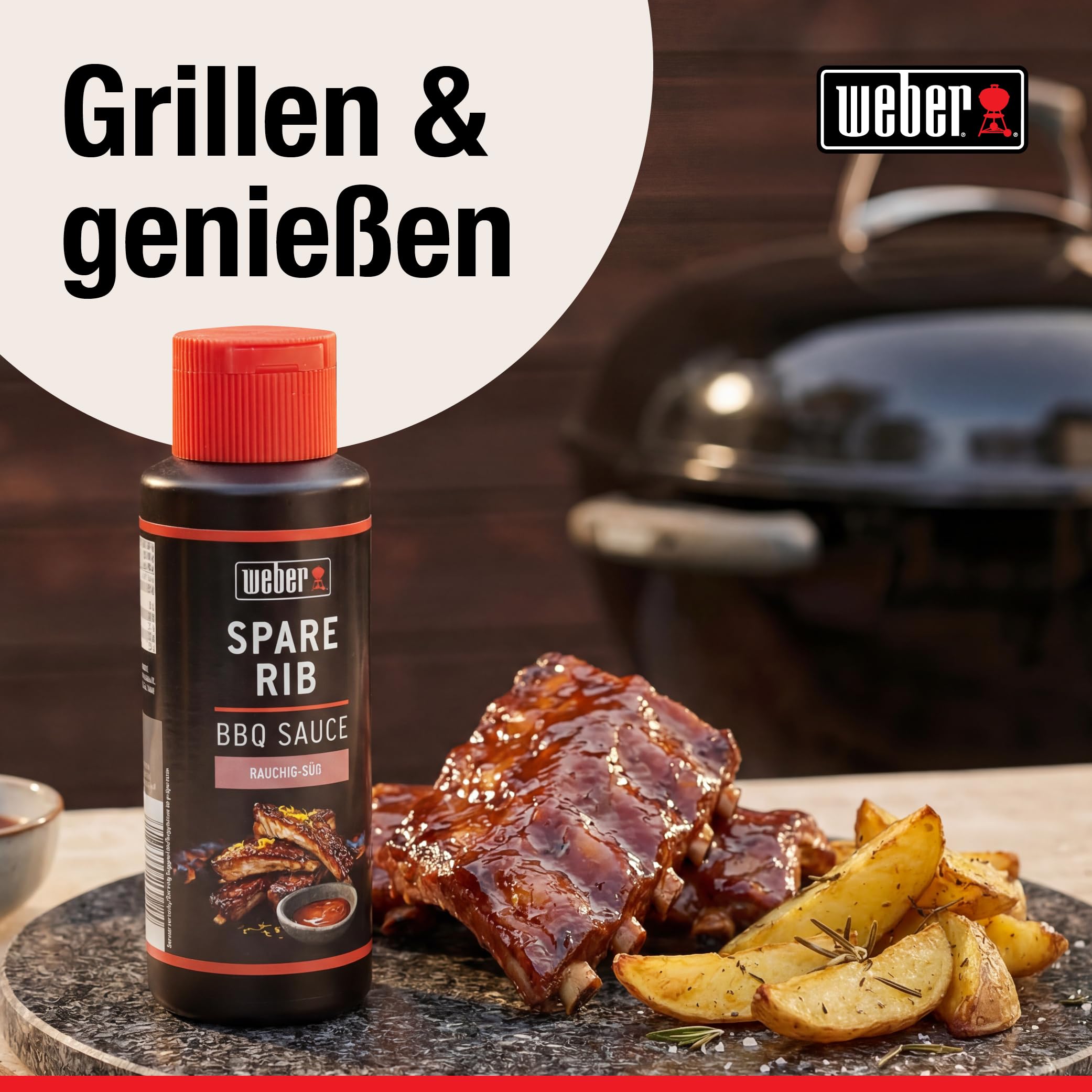 Weber Spare Rib BBQ Sauce 300 ml - Süßlich-rauchige Grillsauce für Spare Ribs, Pulled Pork & Hähnchen - Ideal zum Marinieren & Grillen - Grill Sauce glutenfrei, laktosefrei, ohne Konservierungsstoffe 7