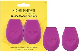 EcoTools Bioblender Makeup Sponge Duo, Compostable Makeup Blender, For Liquid & Cream Foundation, Seamless Application, Eco-Friendly Beauty Sponge, Cruelty-Free & Latex Free, 2 Count