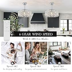 CATINER Chrome Crystal Caged Ceiling Fans with