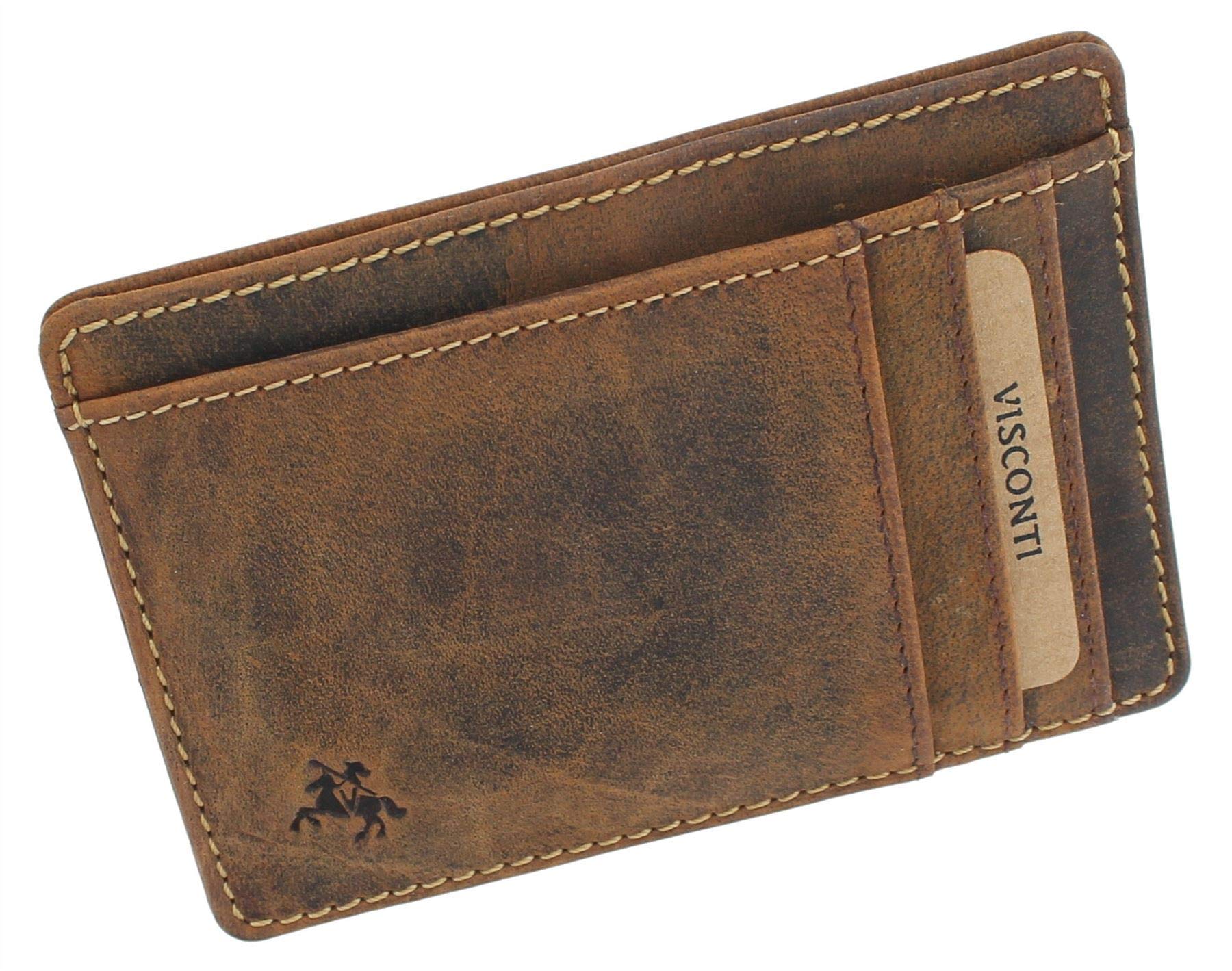 VISCONTI Slim Collection Stealth Leather Card Holder RFID Blocking VSL58 Oil Tan
