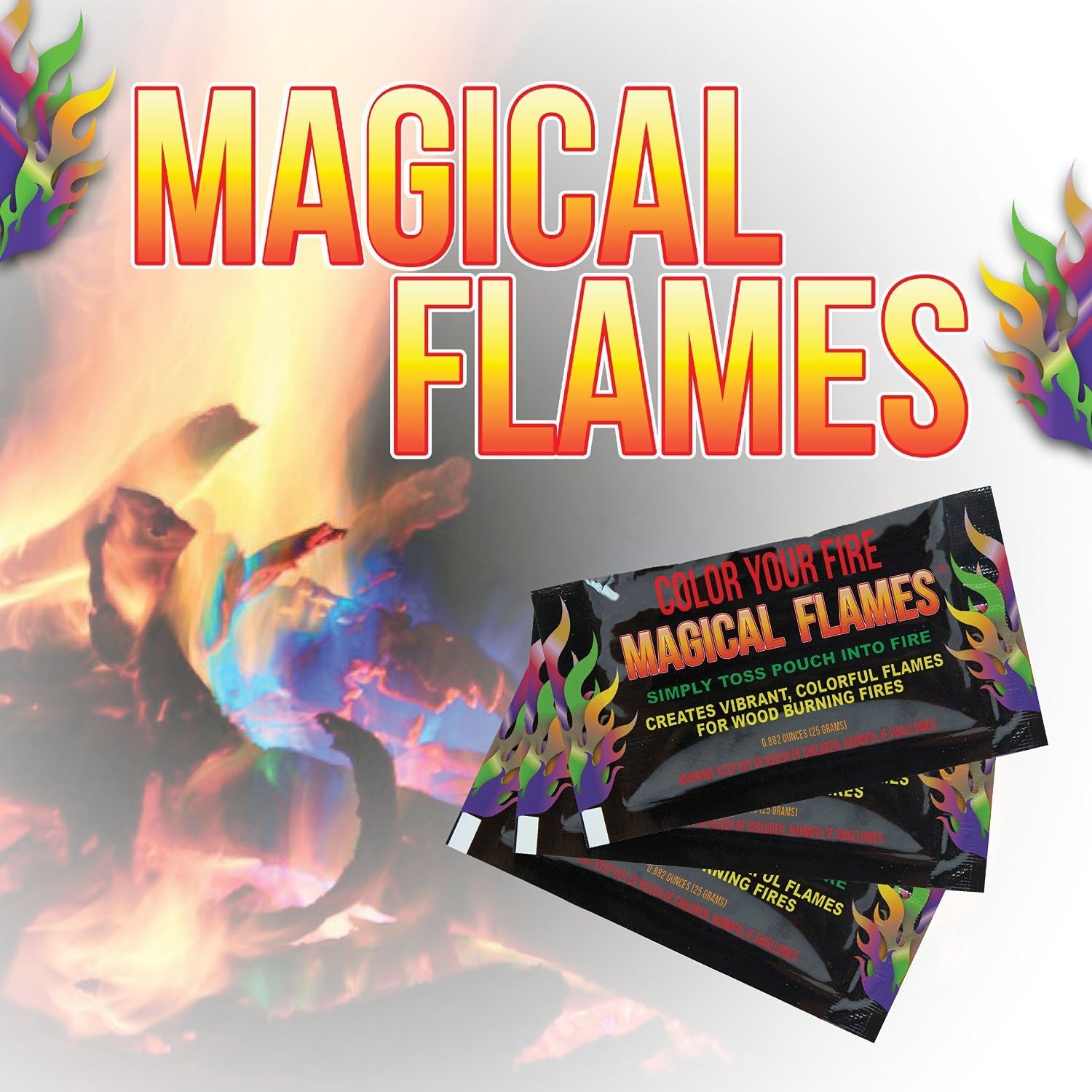Magical Flames - (Pack of 10 Campfire Fireplace Colorant Packets - Creates Vibrant, Colorful Flames for Wood Burning Fires! (10): Home & Kitchen