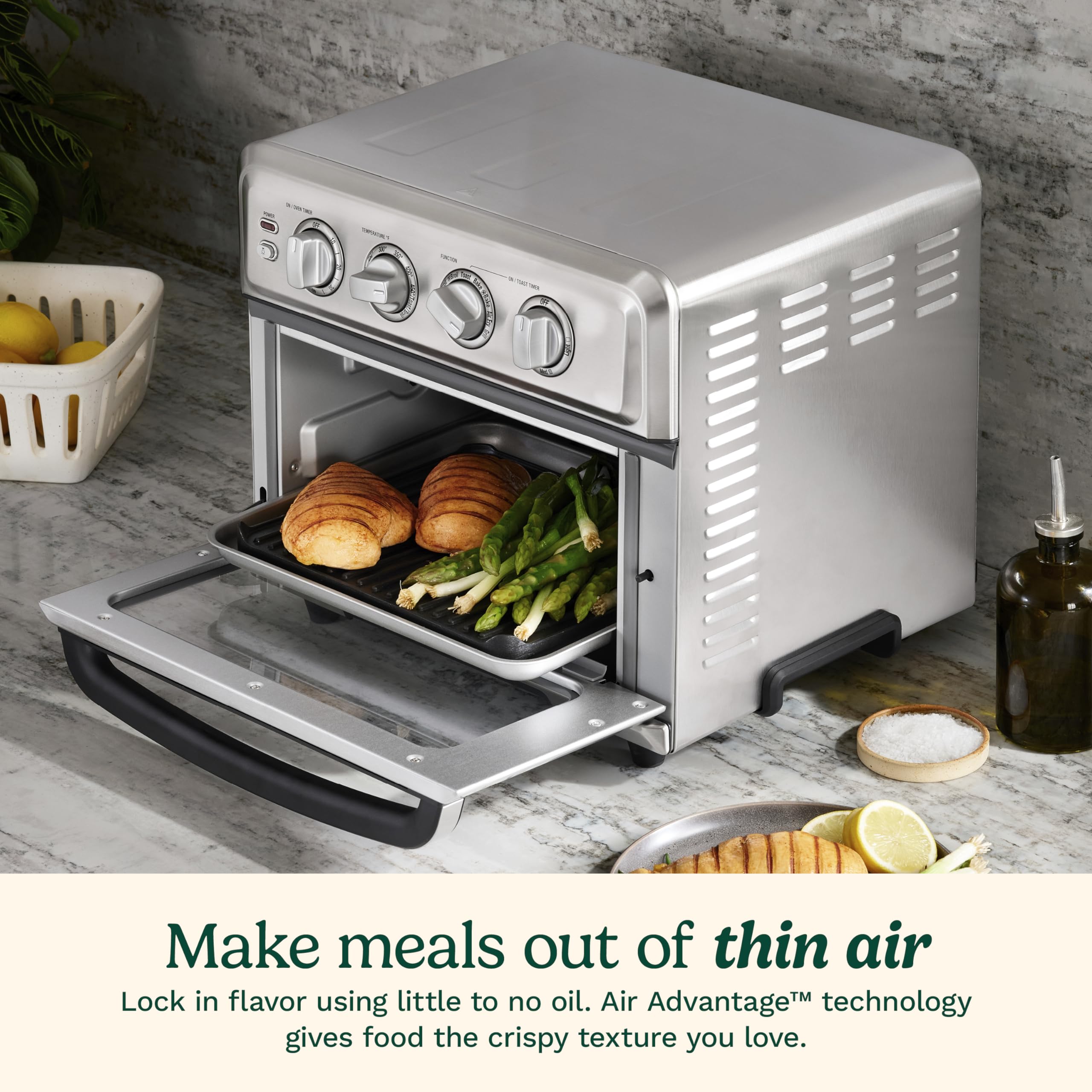 Cuisinart Air Fryer Toaster Oven with Grill, 1800W 8-1 Air Fryer Oven with Bake, Convection Bake, Grill, Broil and Warm Options, Large Capacity, 60-Minute Timer, TOA-70BKS, Black SS