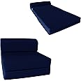 ADfuton Sleeper Chair Folding Foam Bed - Studio Foam Mattress, Folded Sofa. (6Tx48Wx72L, Navy Blue)