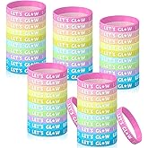 Karenhi 100 Pcs Glow in the Dark Bracelets Neon Party Favors Let's Glow Silicone Bracelet Crazy Bracelet Light up Wristbands for Neon Party Concerts Sports Parties Night Favors, 10 Styles