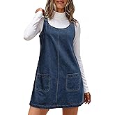 Dokotoo Womens Sleeveless Casual Denim Dress Western Cowgirl Outfits Jean Overall Dress with Pockets