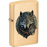 Zippo Lighter: Wolf Warrior - Brushed Brass 46050