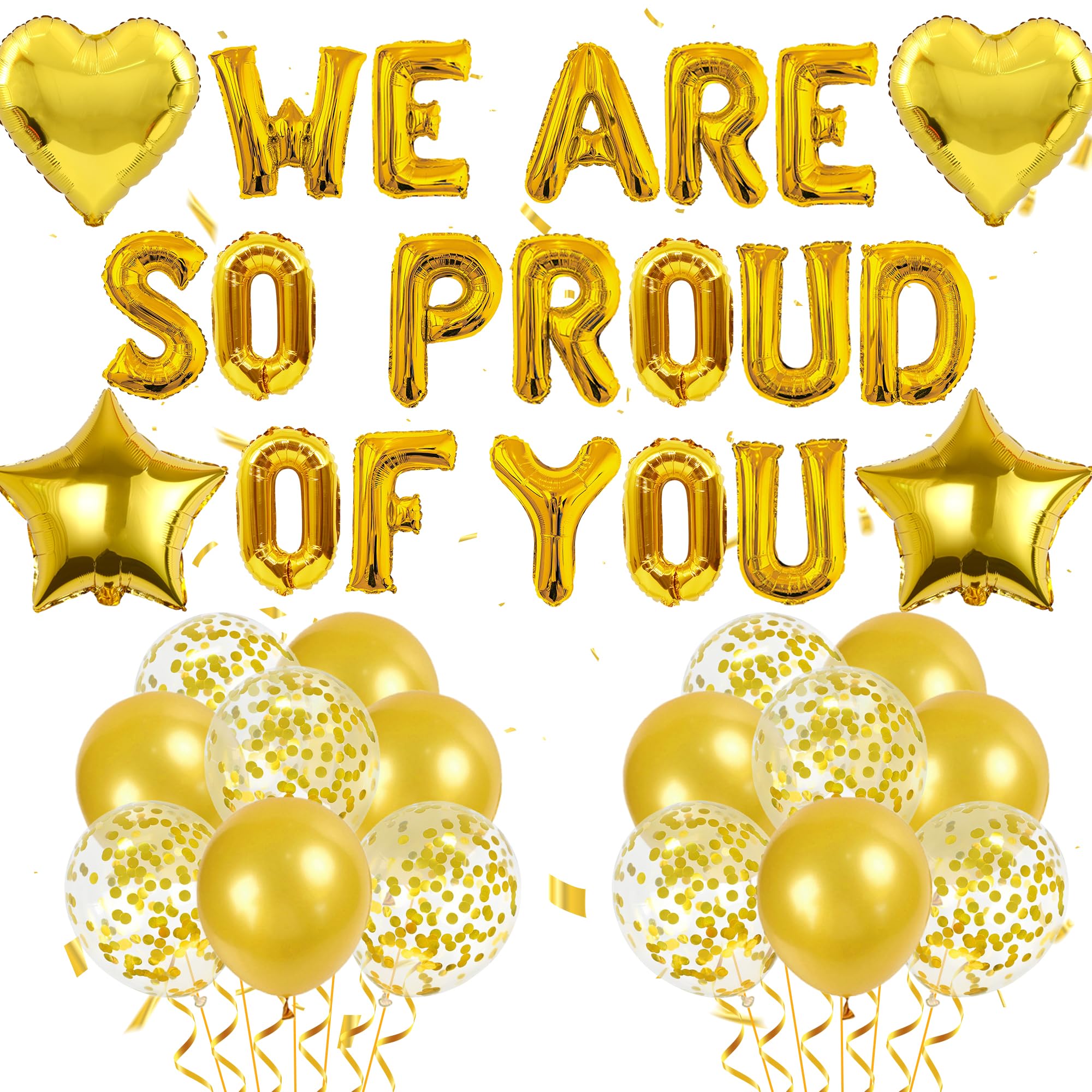 39pcs Congratulations Banner Graduation Balloons - We Are So Proud of You Decorations Gold Foil Letter Balloons for College High School Grad Party Supplies