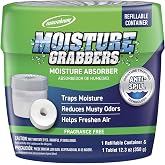Concrobium Moisture Grabbers Refillable Container, Fragrance Free, Moisture Absorber for Closets, Basements and Bathrooms, Helps Reduce Dampness and Musty Odors, Reusable Design