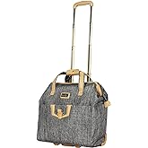 Nicole Miller Underseat Luggage Collection - Small Lightweight 15 Inch Under Seat Bag - Briefcase for Women - Carry On Suitcase with 2- Rolling Spinner Wheels (Paige Silver)