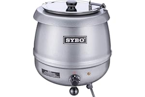 SYBO SB-6000-2G Commercial Grade Soup Kettle with Hinged Lid and Detachable Stainless Steel Insert Pot for Restaurant and Big Family, 10.5 Quarts, Silver