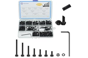 WZHUIDA 630 Pcs M3 Screws Assortment Kit, M3x6mm/8mm/10mm/12mm/16mm/20mm/25mm/30mm, Metric Hex Socket Head Cap Screws Nuts Washers Kit with Wrench, Black Zinc Plated