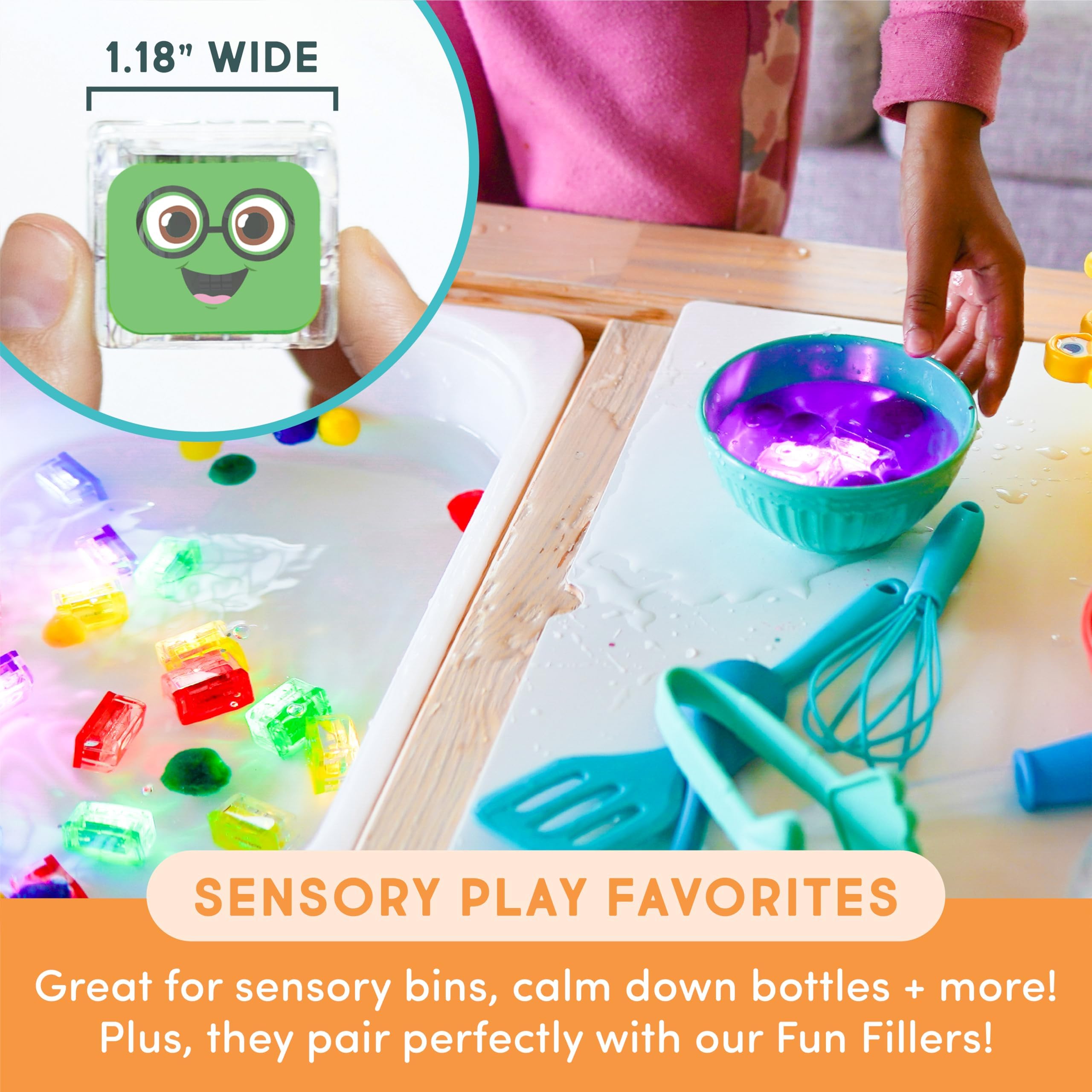Glo Pals Water-Activated Light-Up Cubes for Sensory Play – 12 Pack