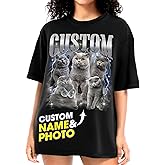 H-DEWALL Custom Shirts Custom Bootleg Rap Shirt for Him Custom Face Shirt with Photo Pet Custom Tees Gift for Dog Cat Lover