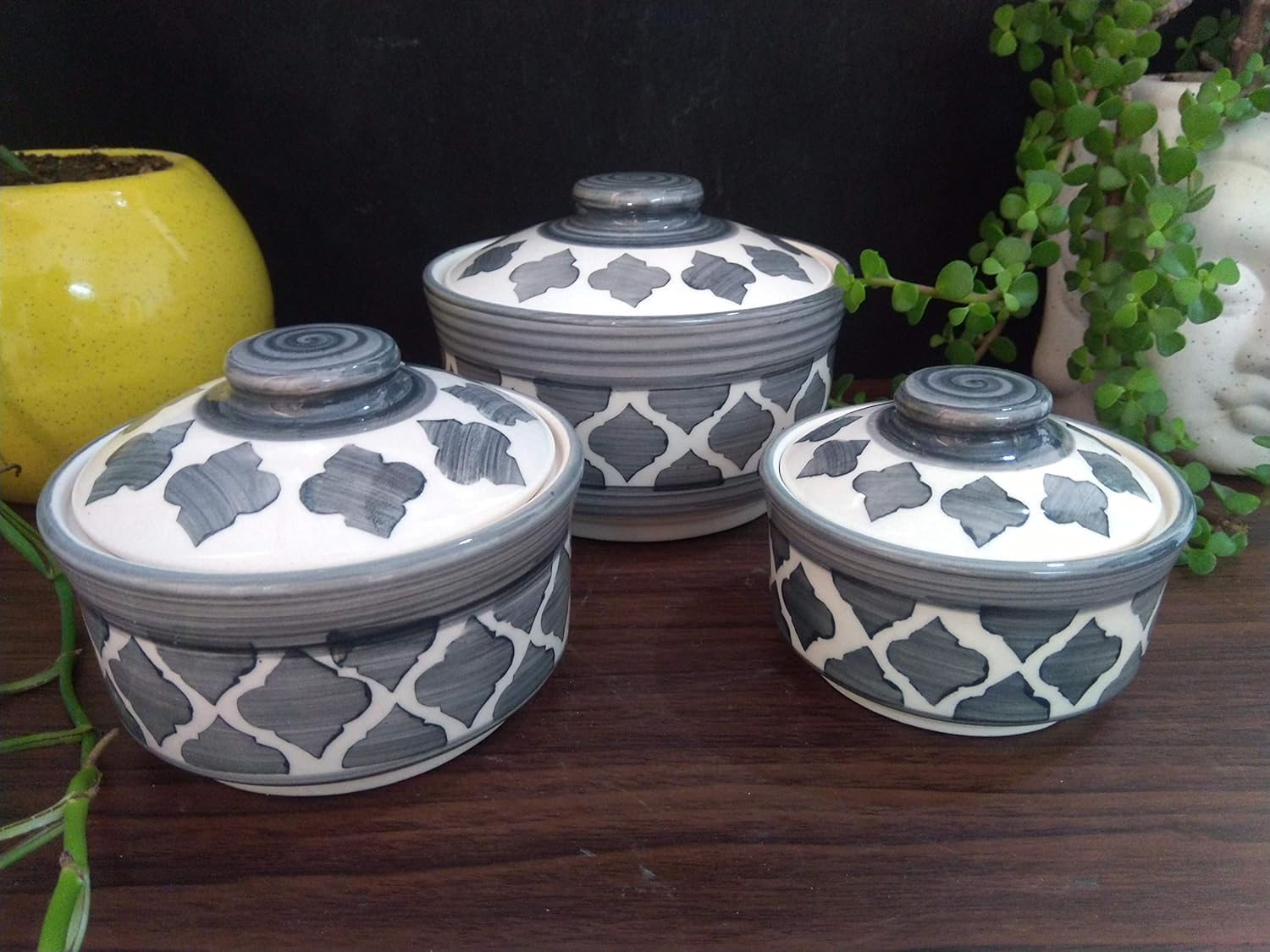Buy Swadeshi Ceramic Serving Bowl/Casserole/Donga Set with Lid 800 ml