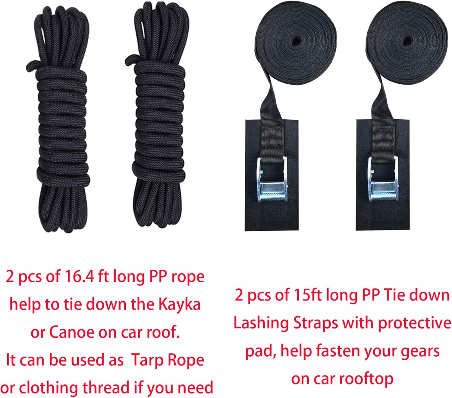 Alfa Gear Universal Extra Long Lightweight Anti-Vibration Roof Rack pad for SUP/Snow Board/Ski Board with Hood Loop and Truck Straps Products Size 37.8"X4.5"X3.1" 2 pcs/Set Black: Automotive