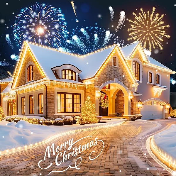 MOONFLOR C9 LED CHRISTMAS LIGHTS OUTDOOR WITH 50 SPRING CLIPS, 50FT 50 LED WATERPROOF STRAWBERRY STRING LIGHTS, COMMERCIAL GRADE EXTENDABLE PERFECT FOR ROOFLINE PATIO HOUSE XMAS DECOR, WARM WHITE