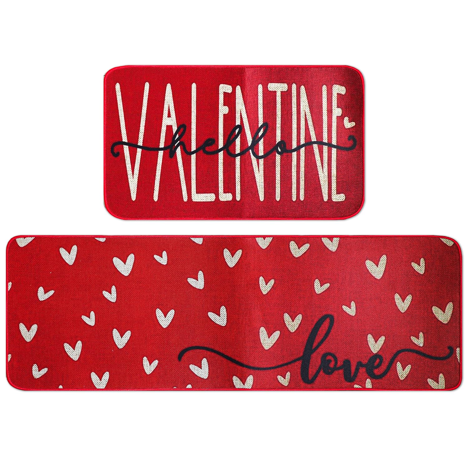 Photo 1 of OFJRAP Valentine's Day Heart-Shaped Kitchen Carpet and mat Set, Two-Piece Kitchen Home Decoration, Happy Home Decoration on The Floor - Approximately 16x28 and 16 * 48Inch Dark red
