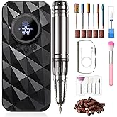 Sunvivi 40000RPM Electric Nail Drill, Rechargeable Nail File Set for Acrylic Nails Gel Polishing, Professional Nail E File Manicure Pedicure Tools with Nail Drill Bits for Home Salon Use