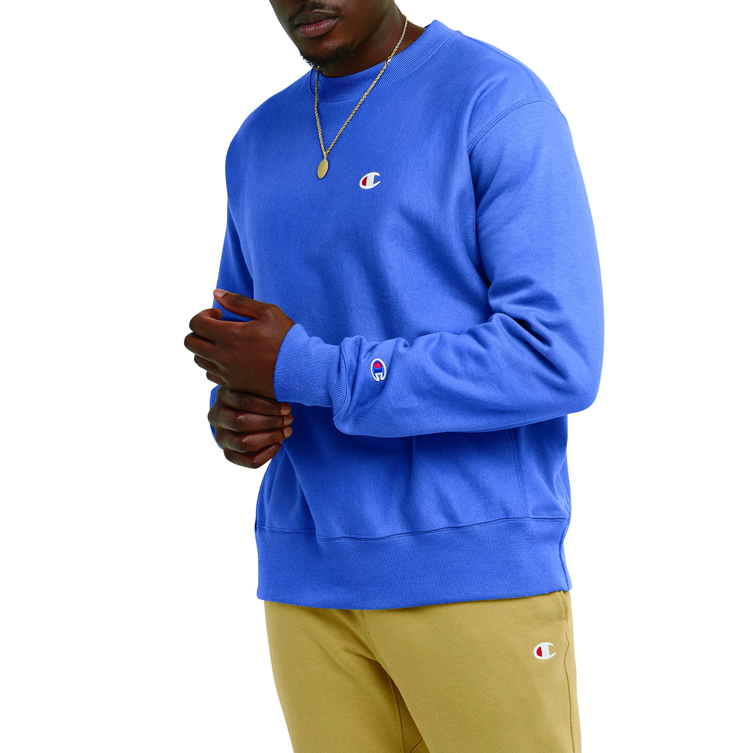 Champion Men's Crewneck Sweatshirt, Reverse Weave Pullover Sweatshirt for Men, Best Crew Comfortable Sweatshirts for Men, C Logo Image