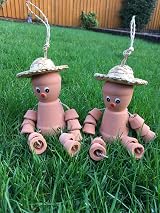 hdg Set of 2 Clay Terracotta Flower Pot Men Bill & Ben Style Small Size view 2