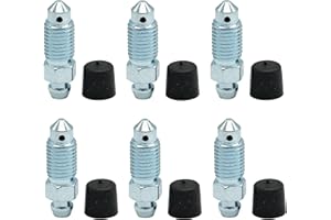 ABCZOK 6 PCS Brake Bleeder Screws, Bleeder Valve, Caliper Bleeder Screw with Rubber Cap M10x1.25-33.1mm, H9421-6, 117124, 639610