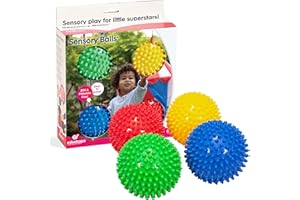 Edushape Sensory Balls for Baby - 4” Solid Color Baby Balls That Help Enhance Gross Motor Skills for Kids Aged 6 Months and Up - Pack of 4 Vibrant Colorful and Unique Textured Balls for Baby