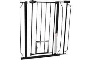 CARLSON PET PRODUCTS Carlson Extra Tall Walk Through Pet Gate with Small Pet Door, for Openings 29"-39" Wide,Includes 4-Inch Extension Kit, 4 Pack Pressure Mount Kit and 4 Pack Wall Mount Kit, Black