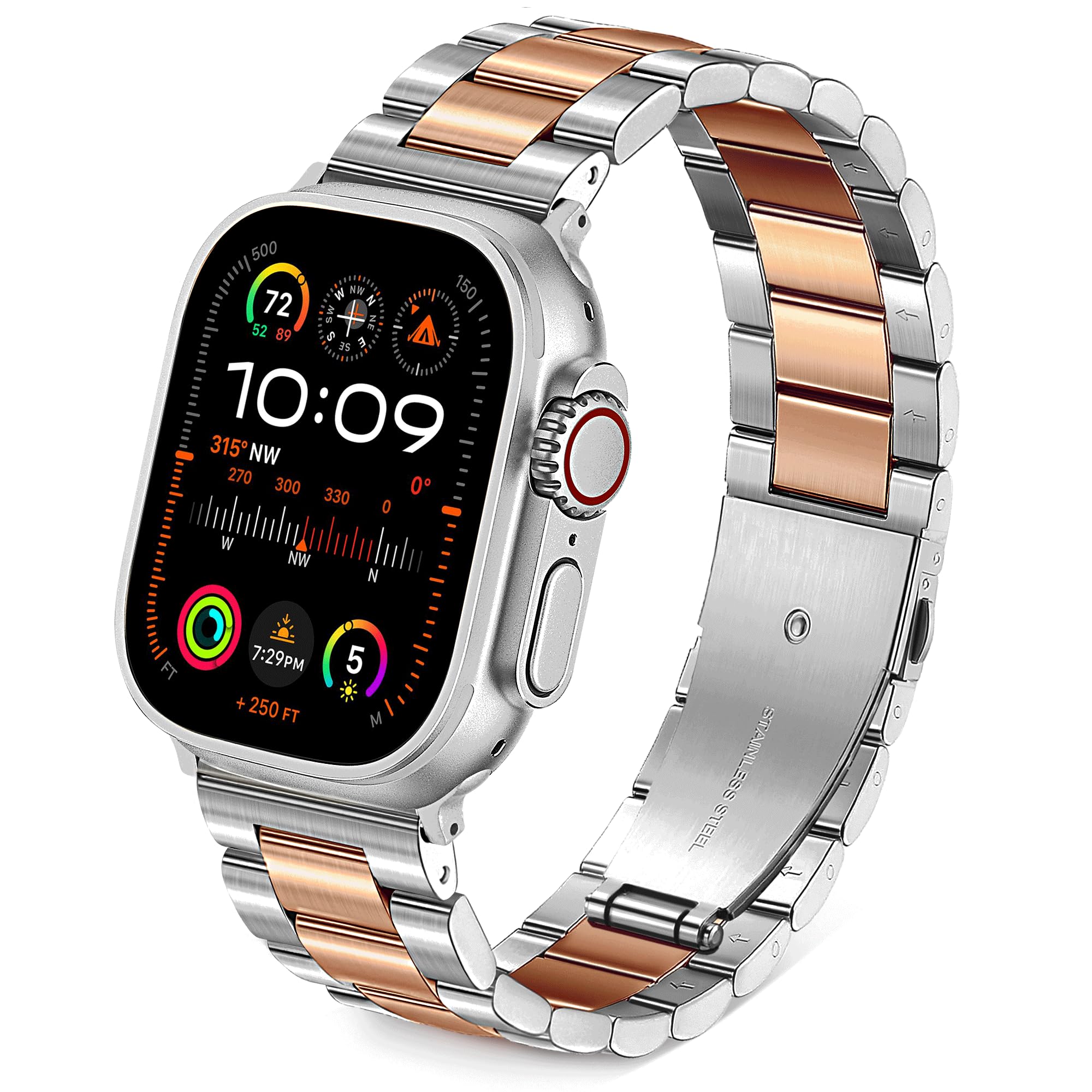 Vamyzji Metal Compatible with Apple Watch Strap 49mm 46mm 45mm 44mm 42mm(Series 3 2 1), Rugged Stainless Steel Metal Apple Watch Strap for iWatch Ultra 3 2 1, Series 11 10 9 8 7 6 5 4 3 2 1 SE Men