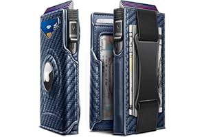 KEMISANT Airtag Wallet Men Gift,Mens Slim Front Pocket Wallet Money Clip Standard or Apple Airtag Use 3.8"×2.8"×0.9"