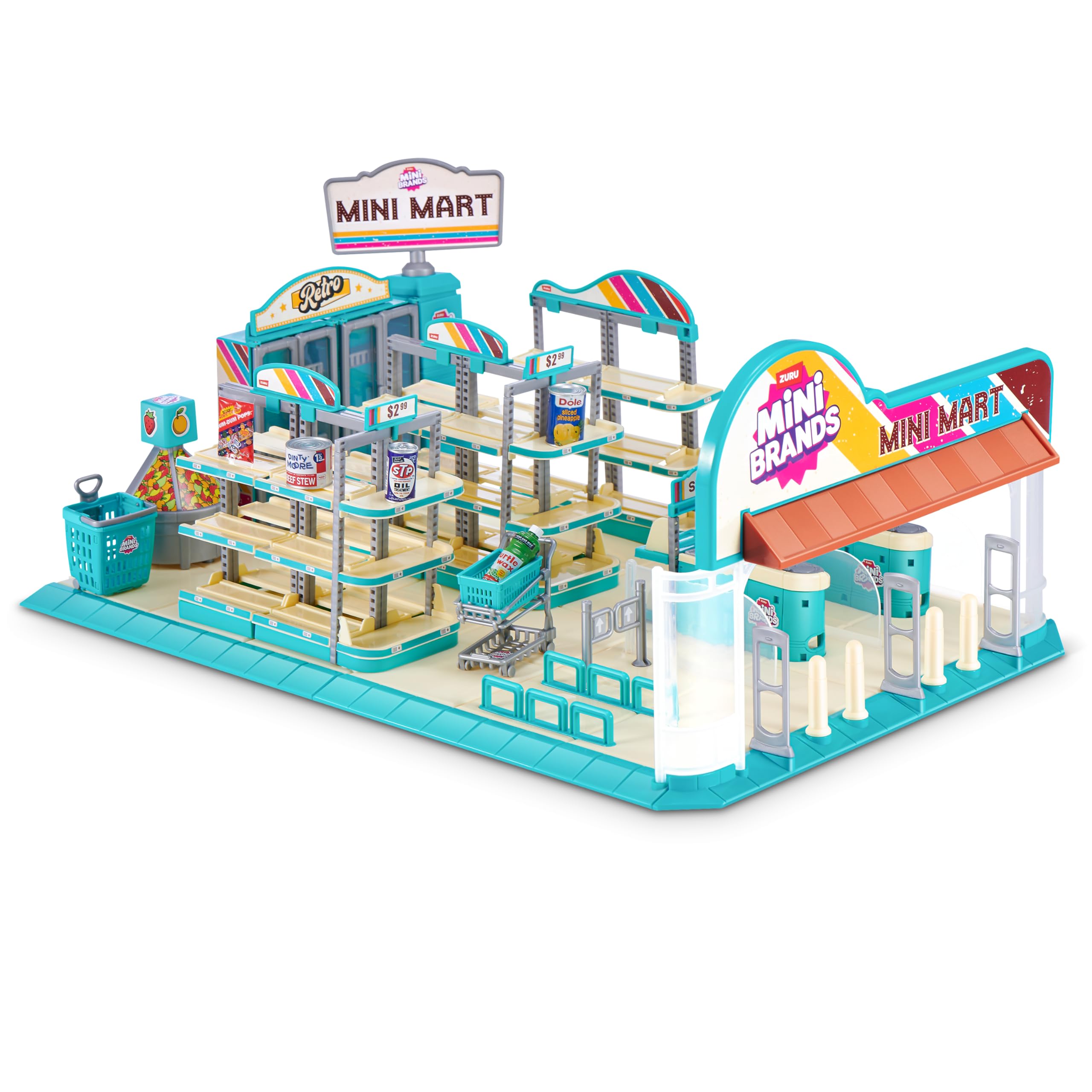 Mini Brands Retro Mini Mart with 5 Minis, Amazon Exclusive Playset, by ZURU – Real Miniature Collectible Store for Kids, Role Play, and Display