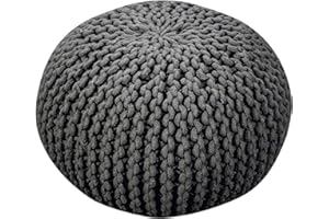 GREAT DEAL FURNITURE GDFStudio Poona Handcrafted Modern Cotton Pouf, Gray