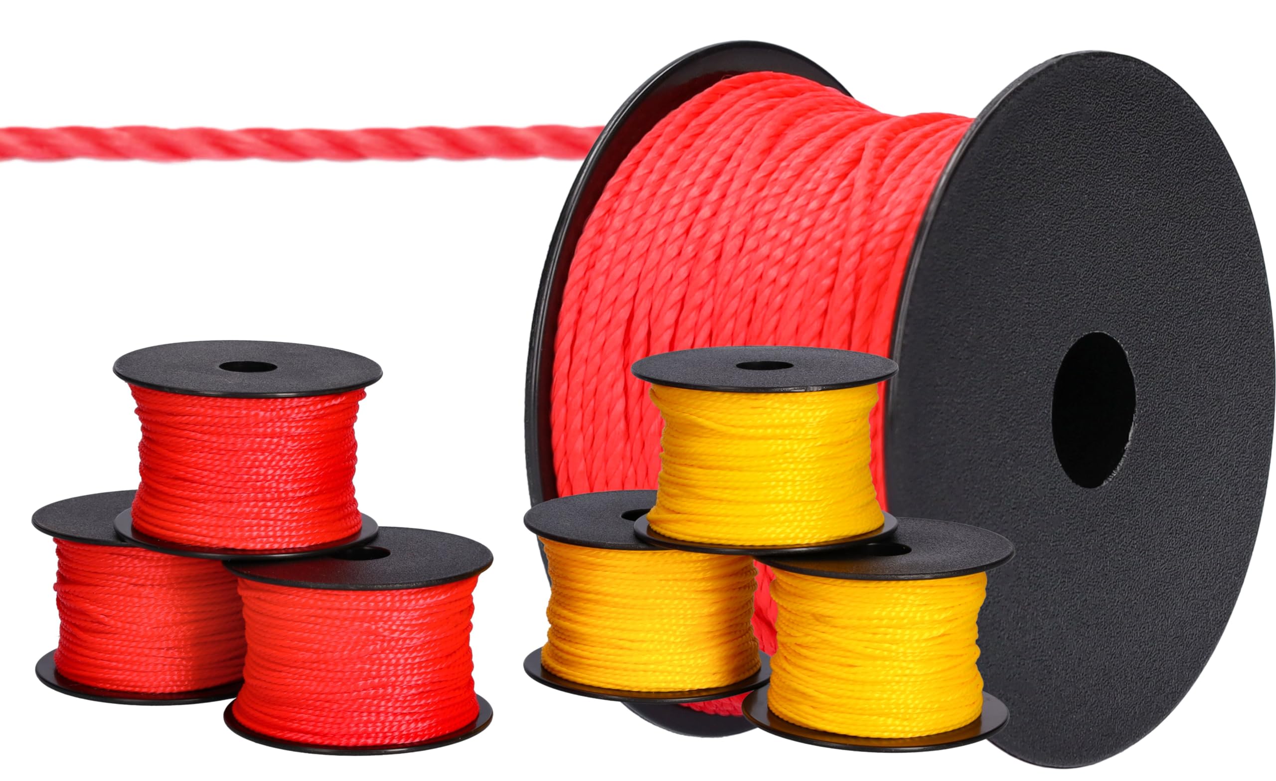 ToolSpace 6x Masonry rope - 50m x 1,6mm - 3X red, 3X yellow - polypropylene silk - levelling rope - plumb line - strength plastering rope - durable and tear resistant - Plasterer's Cord