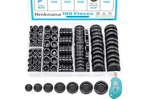 Hmknana Rubber Grommet Kit Closed Firewall Grommet 7 Sizes 7/25" 3/8" 1/2" 5/8" 3/4" 7/8" 1" Rubber Hole Plug Rubber Grommets for Wiring (188Pcs)
