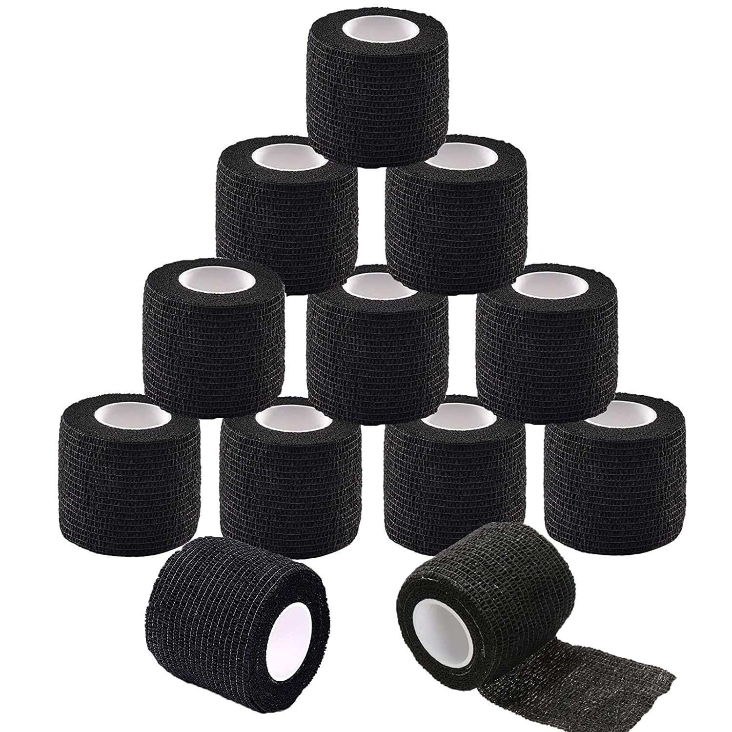 Tattoo Grip Cover Wrap - TONBAO 12pcs 2"x 5 Yards Tattoo Grip Tape Wrap, Elastic Bandage Wrap for Tattoo Machine Grip Tube Accessories, Sports Tape — image 1