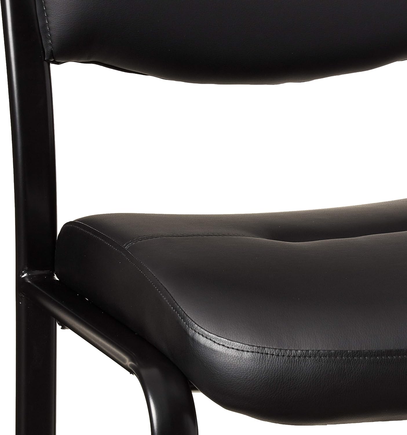 Boss Office Products Leather Sled Base Side Chair in Black: Furniture & Decor